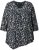 Ulla Popken Ribbon Print 3/4 Sleeve Asymmetric Tee Black - Camisetas estampadas para mujer - 