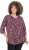 Ulla Popken Ribbon Print 3/4 Sleeve Asymmetric Tee Plum - Camisetas estampadas para mujer - 