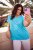 Ulla Popken Metallic Animal Cap Sleeve Graphic Tee Deep Aqua - Camisetas estampadas para mujer - 