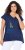 Ulla Popken Half-Sleeve A-line V-Neck Boat Pattern T-Shirt Ink Blue - Camisetas estampadas para mujer - 