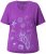 Ulla Popken Marine Print Short Sleeve Tee Purple - Camisetas estampadas para mujer - 