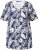 Ulla Popken Feather Print Short Sleeve V-Neck Tee Ink Blue - Camisetas estampadas para mujer - 