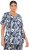 Ulla Popken Feather Print Short Sleeve V-Neck Tee Ink Blue - Camisetas estampadas para mujer - 
