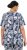 Ulla Popken Feather Print Short Sleeve V-Neck Tee Ink Blue - Camisetas estampadas para mujer - 