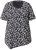 Ulla Popken Bow Print Short Sleeve Pointed Hem Tee Black - Camisetas estampadas para mujer - 