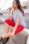 Ulla Popken Bow Print Short Sleeve Pointed Hem Tee Snow White - Camisetas estampadas para mujer - 