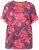 Ulla Popken Quick Drying Flower Print Short Sleeve Tee Dark Cherry - Camisetas estampadas para mujer - 