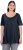 Ulla Popken Essential Front Pleat Tee Navy Blue - Camisetas - 