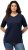 Ulla Popken Piping Accent Functional UVP 50+ Stretch Knit Top Navy Blue - Camisetas - 