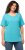 Ulla Popken Double Layer Rounded V-Neck Slim Fit Tee Deep Aqua - Camisetas - 