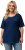 Ulla Popken Cold Dye Ruffle Edge Pocket Tee Dark Blue - Camisetas - 