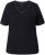 Ulla Popken Satin Trimmed Ribbed Jersey Short Sleeve T-Shirt Black - Camisetas - 