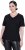 Ulla Popken Satin Trimmed Ribbed Jersey Short Sleeve T-Shirt Black - Camisetas - 