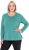 Ulla Popken Basic Round Neck Long Sleeve Slim Fit Cotton Tee Green - Camisetas - 