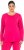 Ulla Popken Basic Round Neck Long Sleeve Slim Fit Cotton Tee Red Pink - Camisetas - 