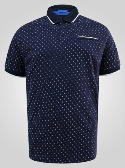 D555 Reid AOP Polo With Jacquard Collar, Pocket And Cuffs Azul marino - Polos - Polos 2XL-8XL