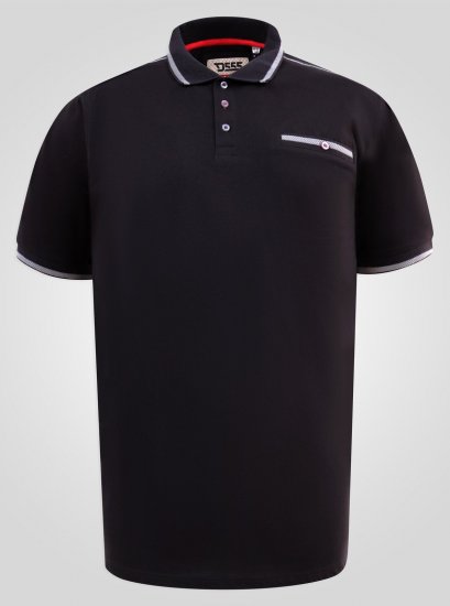 D555 Potts Jersey Polo With Jacquard Collar & Cuffs Negro - Polos - Polos 2XL-8XL