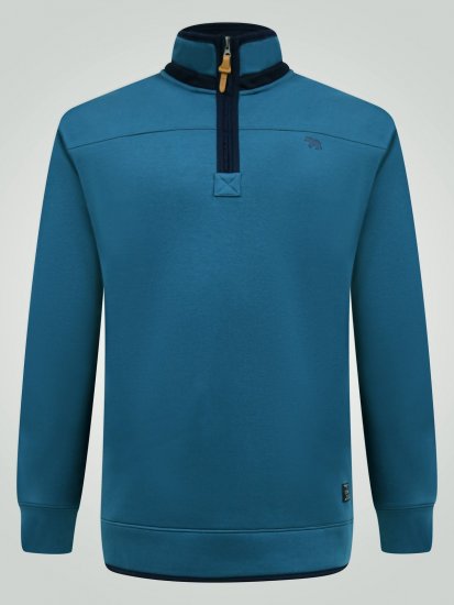 D555 Conway 1 1/4 Zip Neck Fleece Sweatshirt With Bear Logo Teal - Sudaderas - Sudaderas 2XL-12XL