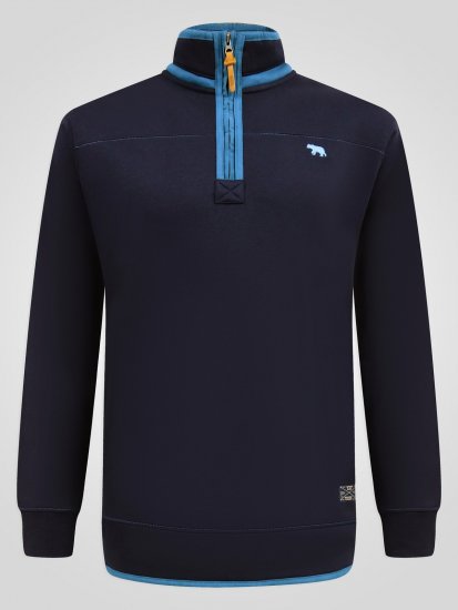 D555 Conway 2 1/4 Zip Neck Fleece Sweatshirt With Bear Logo Azul marino - Sudaderas - Sudaderas 2XL-12XL