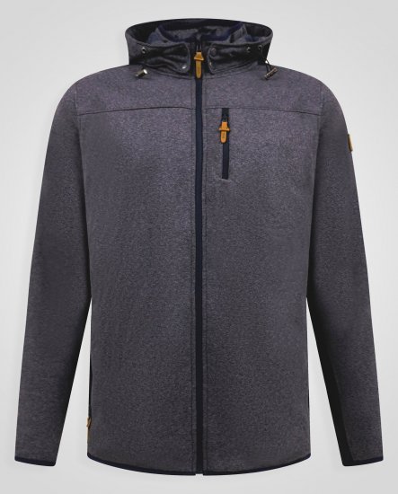 D555 Conrad Detachable Hood Bonded Fleece Zip Through Hoody TALL Azul marino - TALL sudaderas - Sudaderas TALL para hombre alto