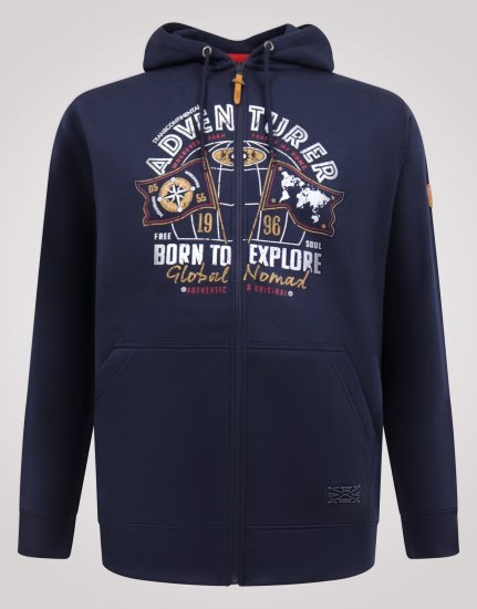 D555 Hector Adventurer Printed Zip Through Hoody Azul marino - Sudaderas - Sudaderas 2XL-12XL