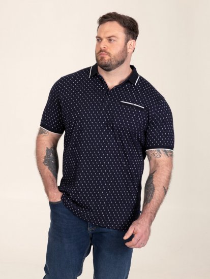D555 Reid AOP Polo With Jacquard Collar, Pocket And Cuffs Azul marino - Polos - Polos 2XL-8XL