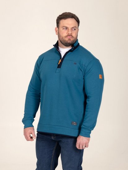 D555 Conway 1 1/4 Zip Neck Fleece Sweatshirt With Bear Logo Teal - Sudaderas - Sudaderas 2XL-12XL