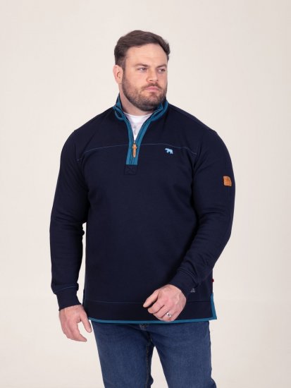 D555 Conway 2 1/4 Zip Neck Fleece Sweatshirt With Bear Logo Azul marino - Sudaderas - Sudaderas 2XL-12XL