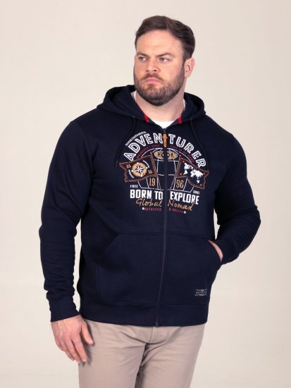 D555 Hector Adventurer Printed Zip Through Hoody Azul marino - Sudaderas - Sudaderas 2XL-12XL