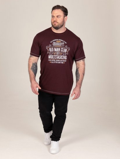 D555 Baldwin Grumpy Old Man Club Print Crew Neck T-shirt Burgundy/ Black Twist - Camisetas - Camisetas - 2XL-14XL