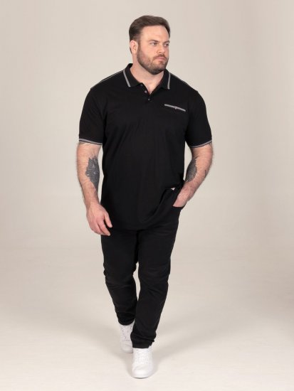 D555 Potts Jersey Polo With Jacquard Collar & Cuffs Negro - Polos - Polos 2XL-8XL
