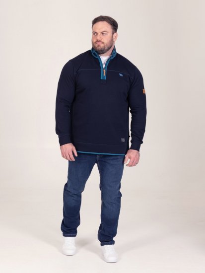 D555 Conway 2 1/4 Zip Neck Fleece Sweatshirt With Bear Logo Azul marino - Sudaderas - Sudaderas 2XL-12XL