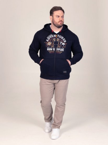 D555 Hector Adventurer Printed Zip Through Hoody Azul marino - Sudaderas - Sudaderas 2XL-12XL