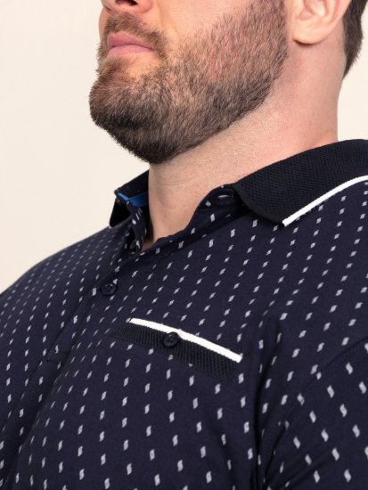 D555 Reid AOP Polo With Jacquard Collar, Pocket And Cuffs Azul marino - Polos - Polos 2XL-8XL