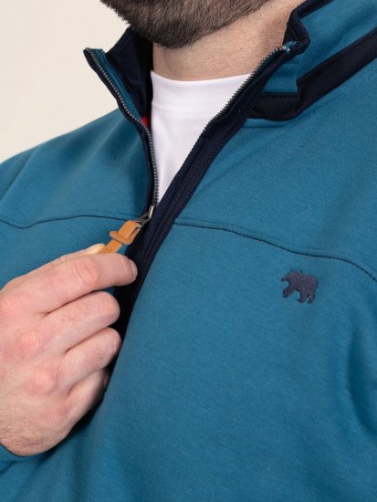 D555 Conway 1 1/4 Zip Neck Fleece Sweatshirt With Bear Logo Teal - Sudaderas - Sudaderas 2XL-12XL