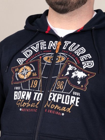 D555 Hector Adventurer Printed Zip Through Hoody Azul marino - Sudaderas - Sudaderas 2XL-12XL