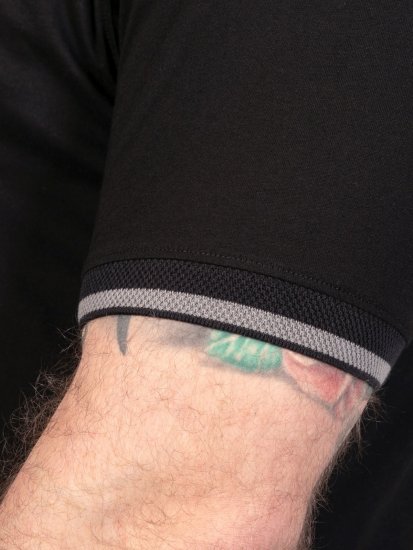 D555 Potts Jersey Polo With Jacquard Collar & Cuffs Negro - Polos - Polos 2XL-8XL