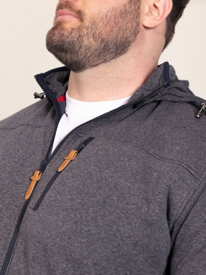 D555 Conrad Detachable Hood Bonded Fleece Zip Through Hoody TALL Azul marino - TALL sudaderas - Sudaderas TALL para hombre alto