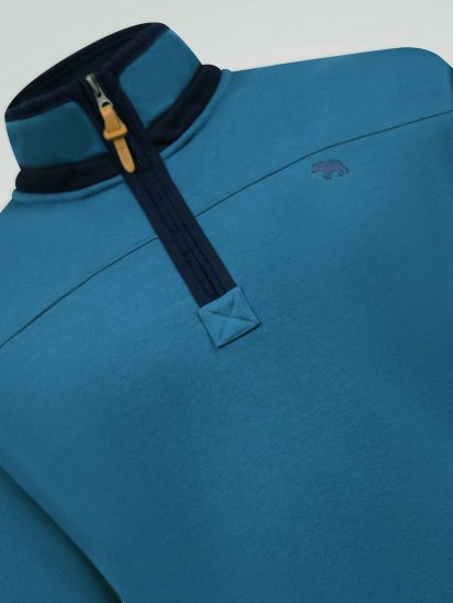 D555 Conway 1 1/4 Zip Neck Fleece Sweatshirt With Bear Logo Teal - Sudaderas - Sudaderas 2XL-12XL