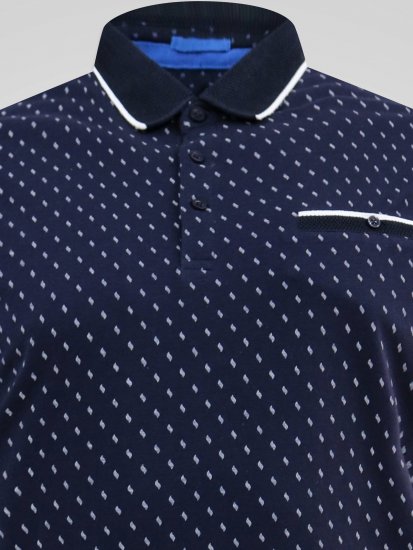 D555 Reid AOP Polo With Jacquard Collar, Pocket And Cuffs Azul marino - Polos - Polos 2XL-8XL