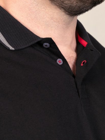D555 Potts Jersey Polo With Jacquard Collar & Cuffs Negro - Polos - Polos 2XL-8XL