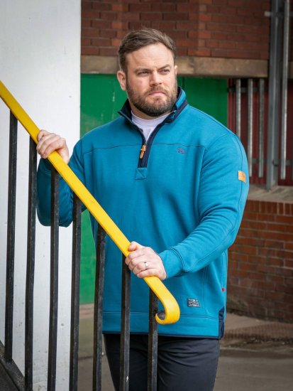 D555 Conway 1 1/4 Zip Neck Fleece Sweatshirt With Bear Logo Teal - Sudaderas - Sudaderas 2XL-12XL