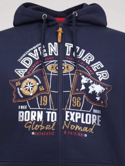 D555 Hector Adventurer Printed Zip Through Hoody Azul marino - Sudaderas - Sudaderas 2XL-12XL