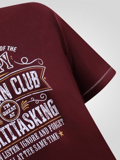 D555 Baldwin Grumpy Old Man Club Print Crew Neck T-shirt Burgundy/ Black Twist - Camisetas - Camisetas - 2XL-14XL