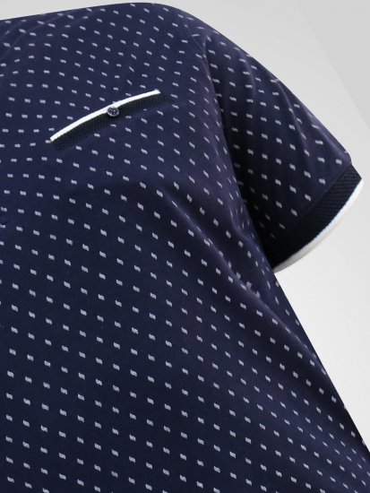 D555 Reid AOP Polo With Jacquard Collar, Pocket And Cuffs Azul marino - Polos - Polos 2XL-8XL