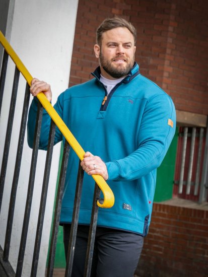 D555 Conway 1 1/4 Zip Neck Fleece Sweatshirt With Bear Logo Teal - Sudaderas - Sudaderas 2XL-12XL