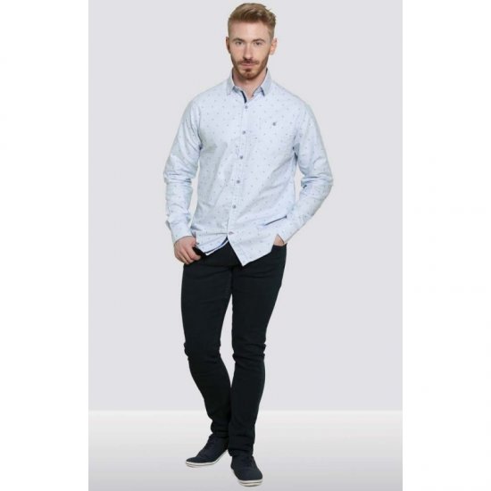 D555 Addington Printed Oxford Shirt Blue - Camisas - Camisas 2XL-10XL