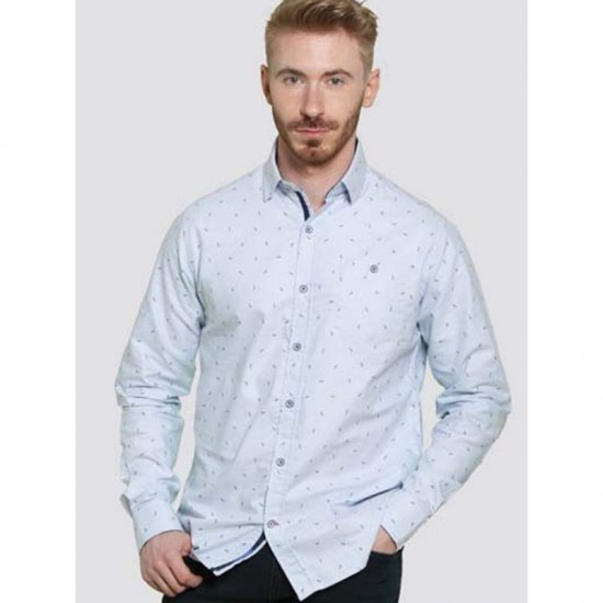 D555 Addington Printed Oxford Shirt Blue - Camisas - Camisas 2XL-10XL