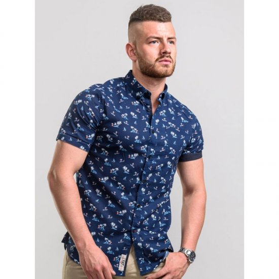 D555 Davian Hawaii Shirt Navy - Camisas - Camisas 2XL-10XL