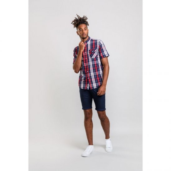 D555 Terell Shirt Navy/Red - Camisas - Camisas 2XL-10XL